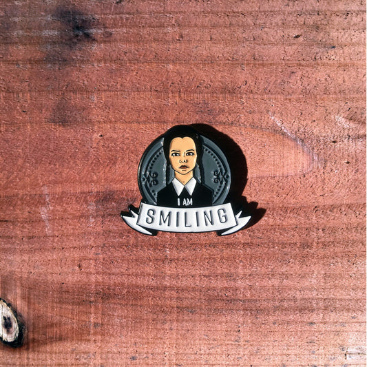 Wednesday - I'm Smiling! Black Metal Lapel Pin