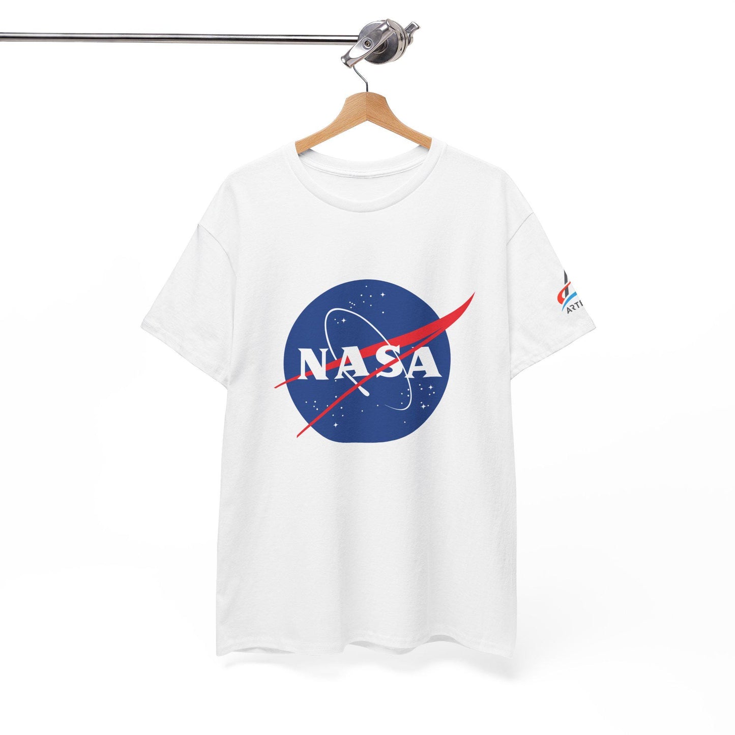 NASA Meatball T-Shirt with Artemis Sleeve Logo | Unisex Space Agency Graphic Tee | 100% Cotton NASA Apparel | Gift for Space Enthusiasts
