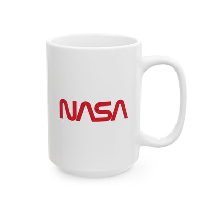 NASA Evolution Mug | Meatball and Worm Logo 15oz Ceramic Coffee Cup | Gift for Space Lovers, Astronauts, and Science Geeks