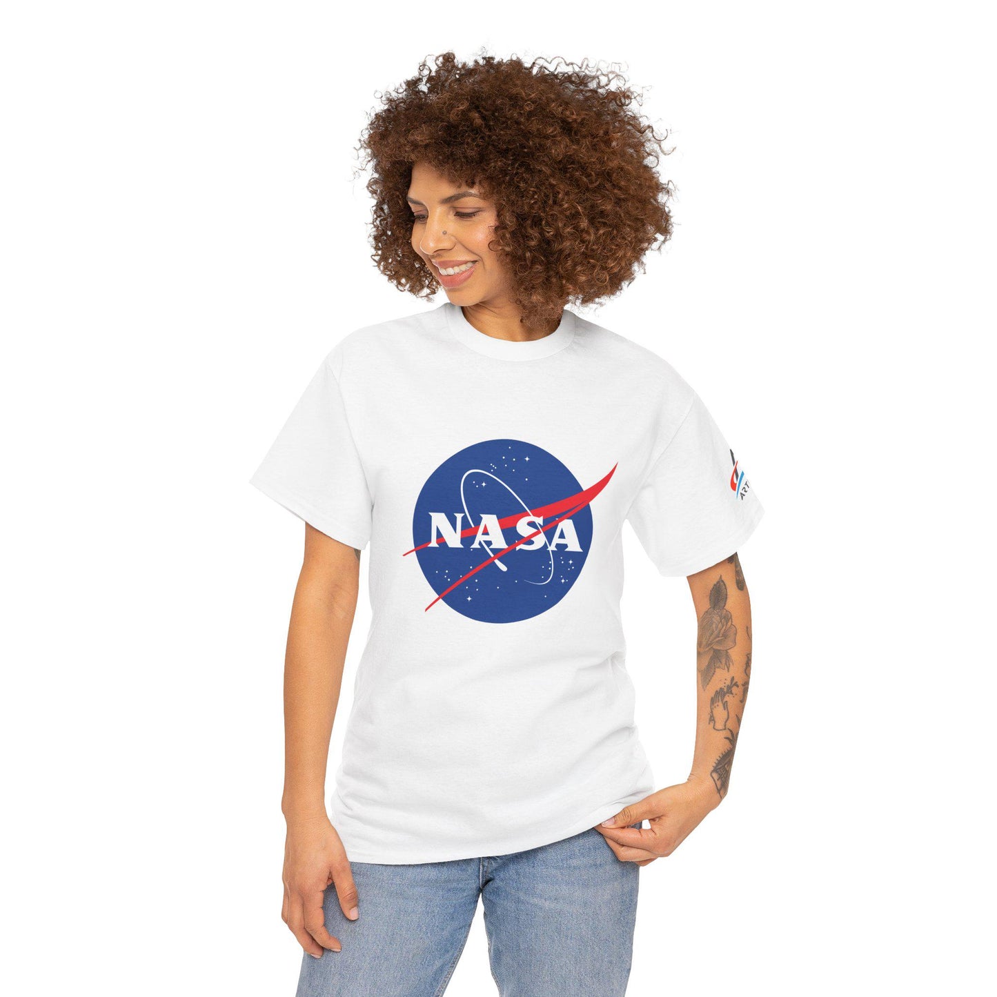 NASA Meatball T-Shirt with Artemis Sleeve Logo | Unisex Space Agency Graphic Tee | 100% Cotton NASA Apparel | Gift for Space Enthusiasts