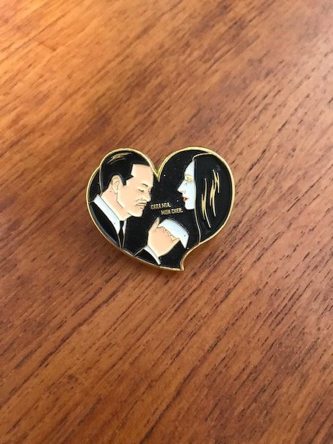 Morticia and Gomez Addams - Mon Cher! Gold Metal Lapel Pin