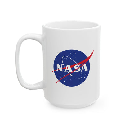 NASA Evolution Mug | Meatball and Worm Logo 15oz Ceramic Coffee Cup | Gift for Space Lovers, Astronauts, and Science Geeks