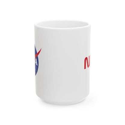 NASA Evolution Mug | Meatball and Worm Logo 15oz Ceramic Coffee Cup | Gift for Space Lovers, Astronauts, and Science Geeks